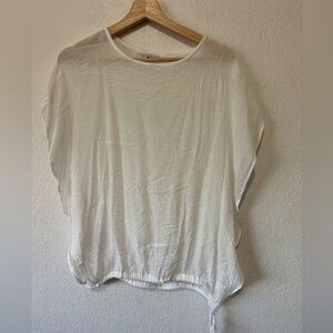 Lightweight White Women’s Blouse - Casual Tie Hem